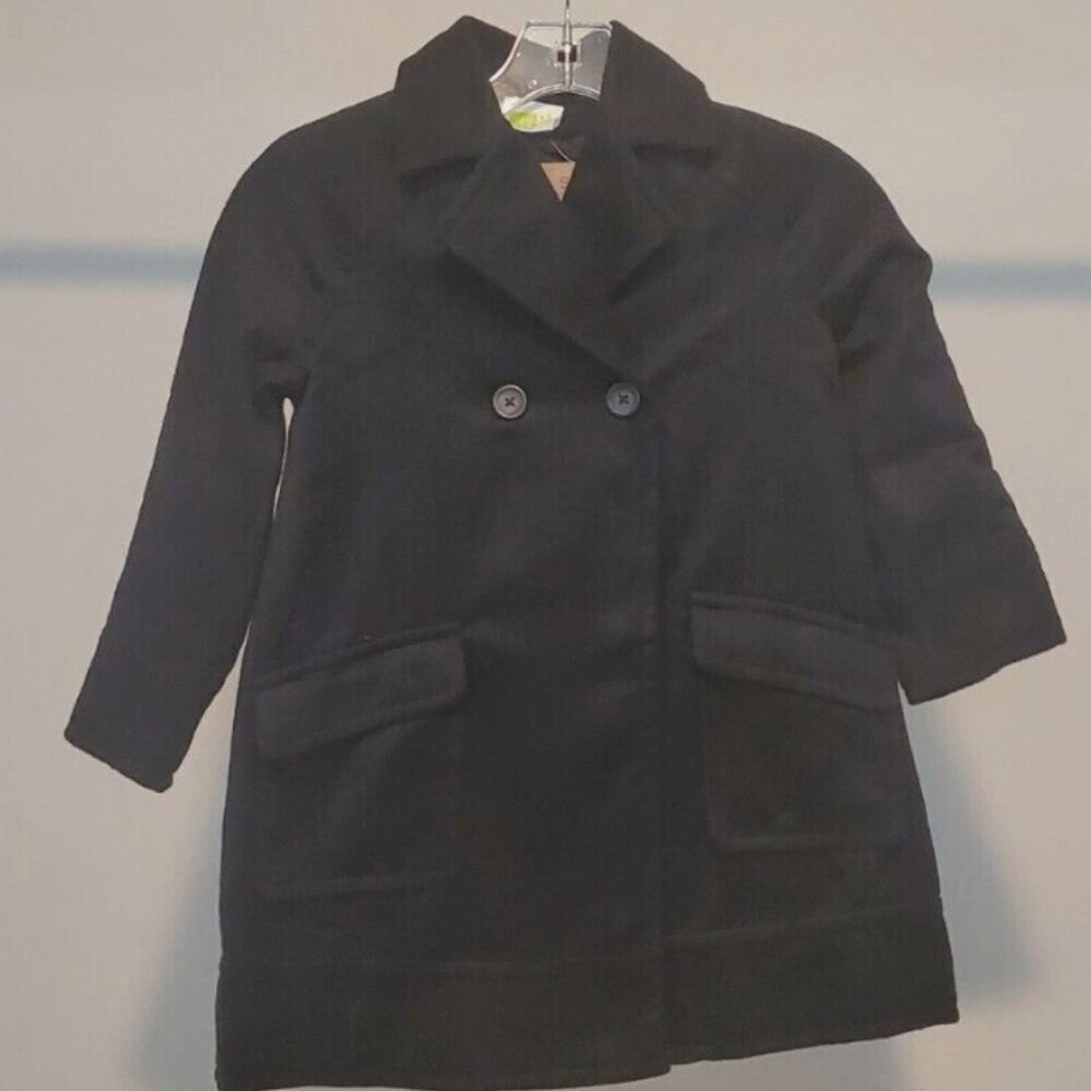 NWT Crazy 8 Girl's Black Double Breasted Warm Peacoat SZ S (5-6) Coat Jacket